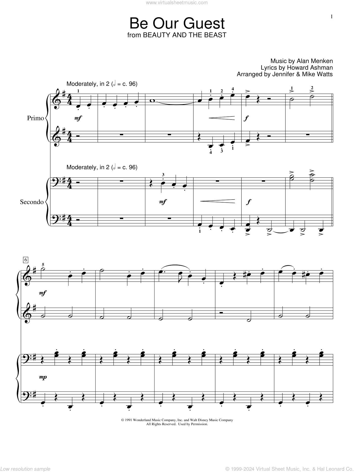 Be Our Guest (from Beauty and The Beast) (arr. Jennifer and Mike Watts)