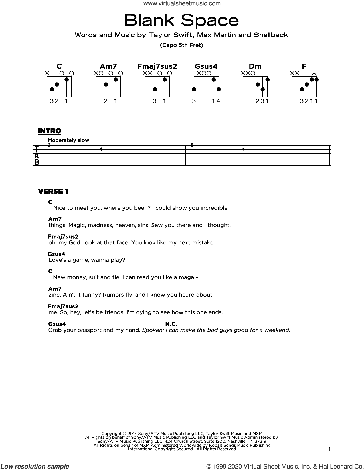 Blank Space, (beginner)