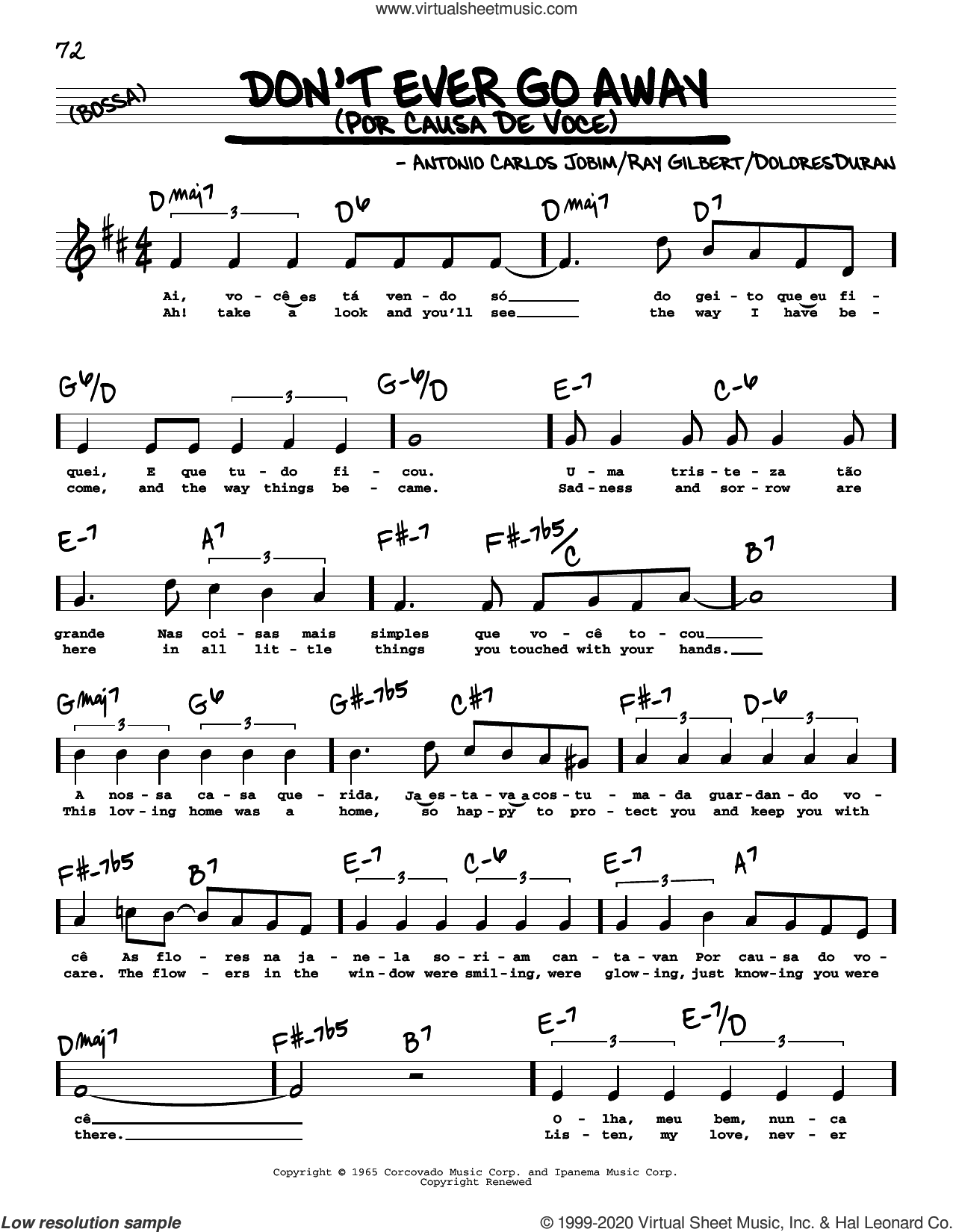 Don't Ever Go Away (Por Causa De Voce) (High Voice)