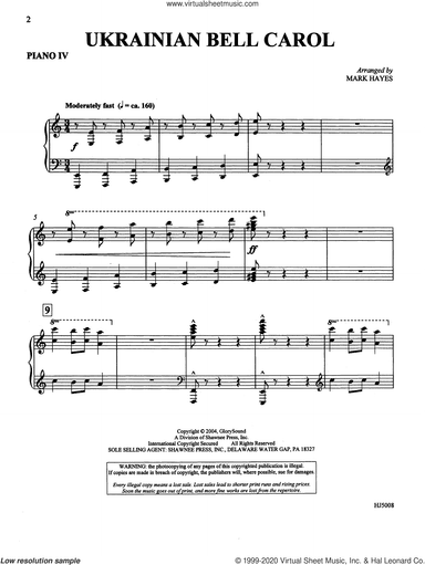 Ukrainian Bell Carol (Piano Quartet, four pianos