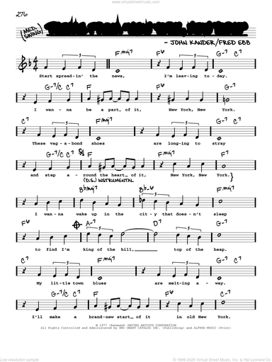 Theme From "New York, New York" (High Voice)