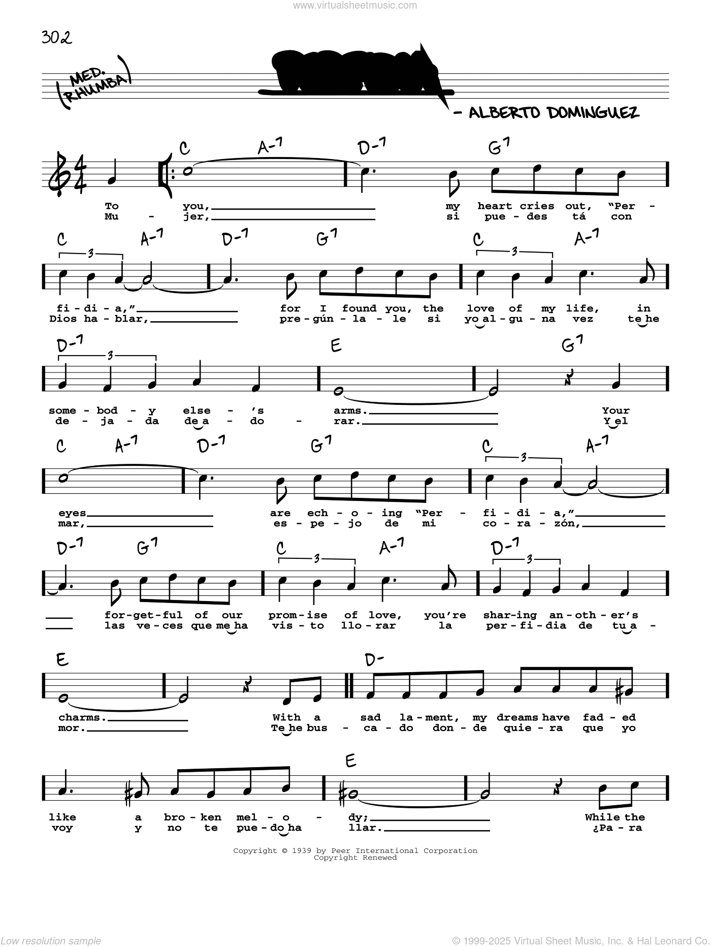 Perfidia (High Voice)