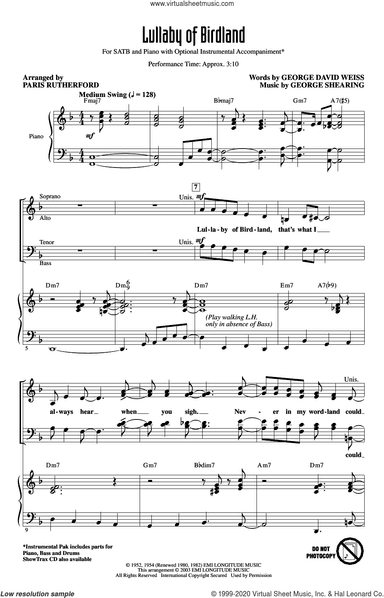 Lullaby Of Birdland (arr. Paris Rutherford)