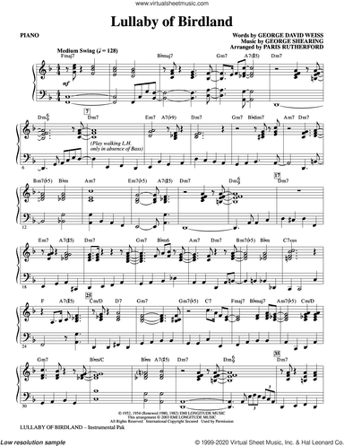Lullaby Of Birdland (arr. Paris Rutherford)