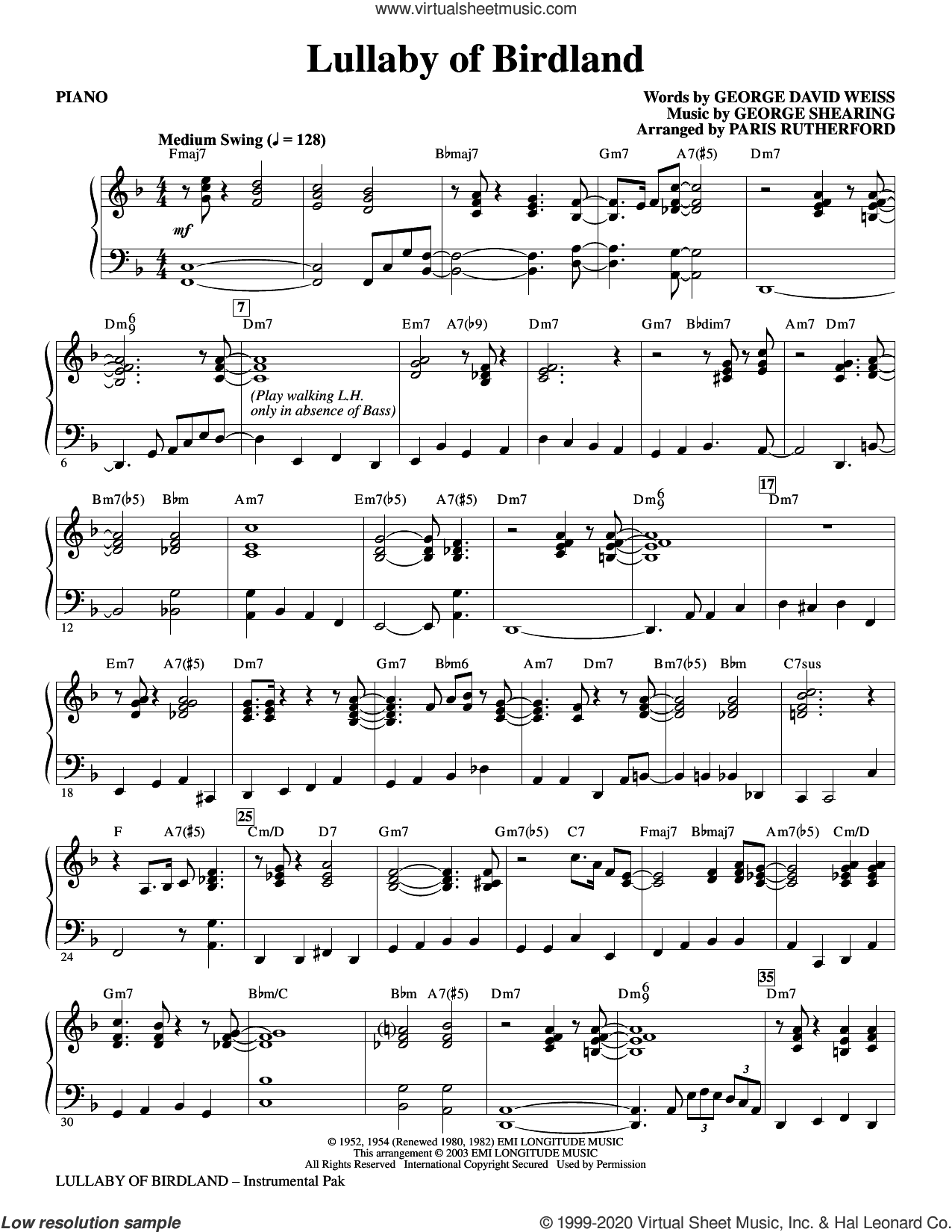 Lullaby Of Birdland (arr. Paris Rutherford)