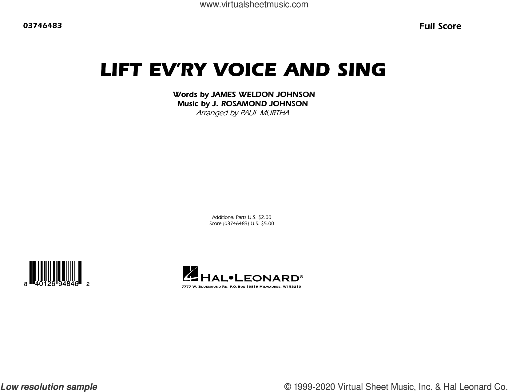Lift Ev'ry Voice and Sing (arr. Paul Murtha)