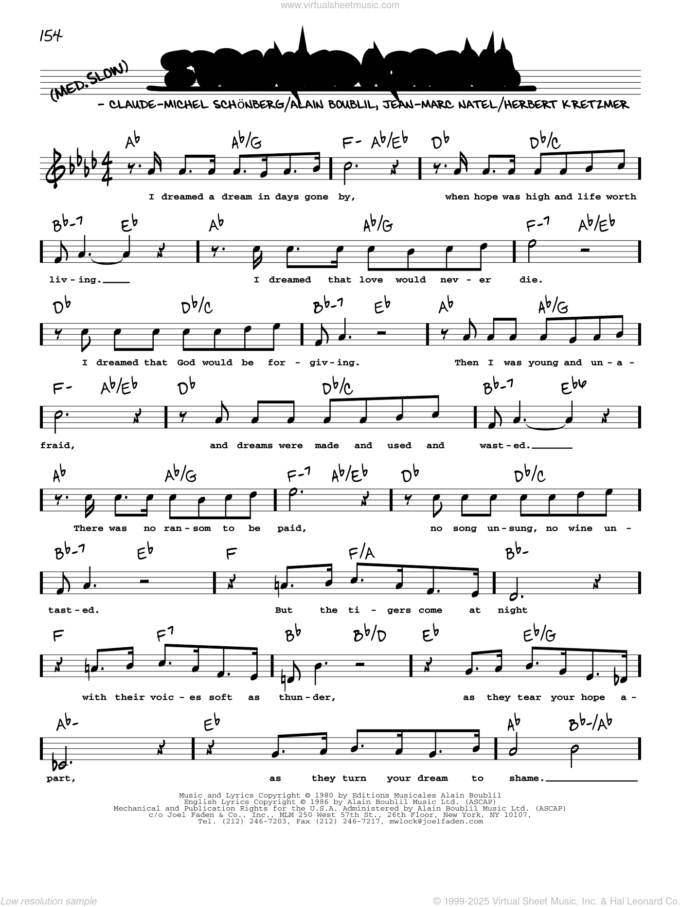 I Dreamed A Dream (from Les Miserables) (High Voice)