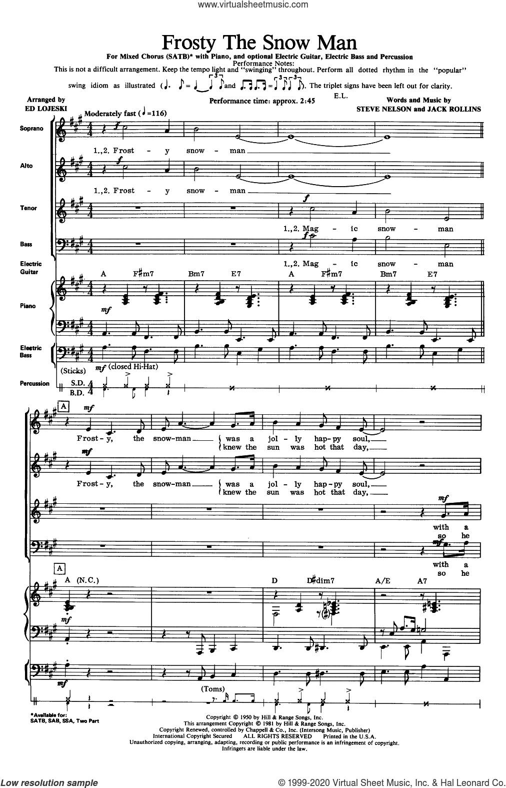 Frosty The Snow Man (arr. Ed Lojeski)