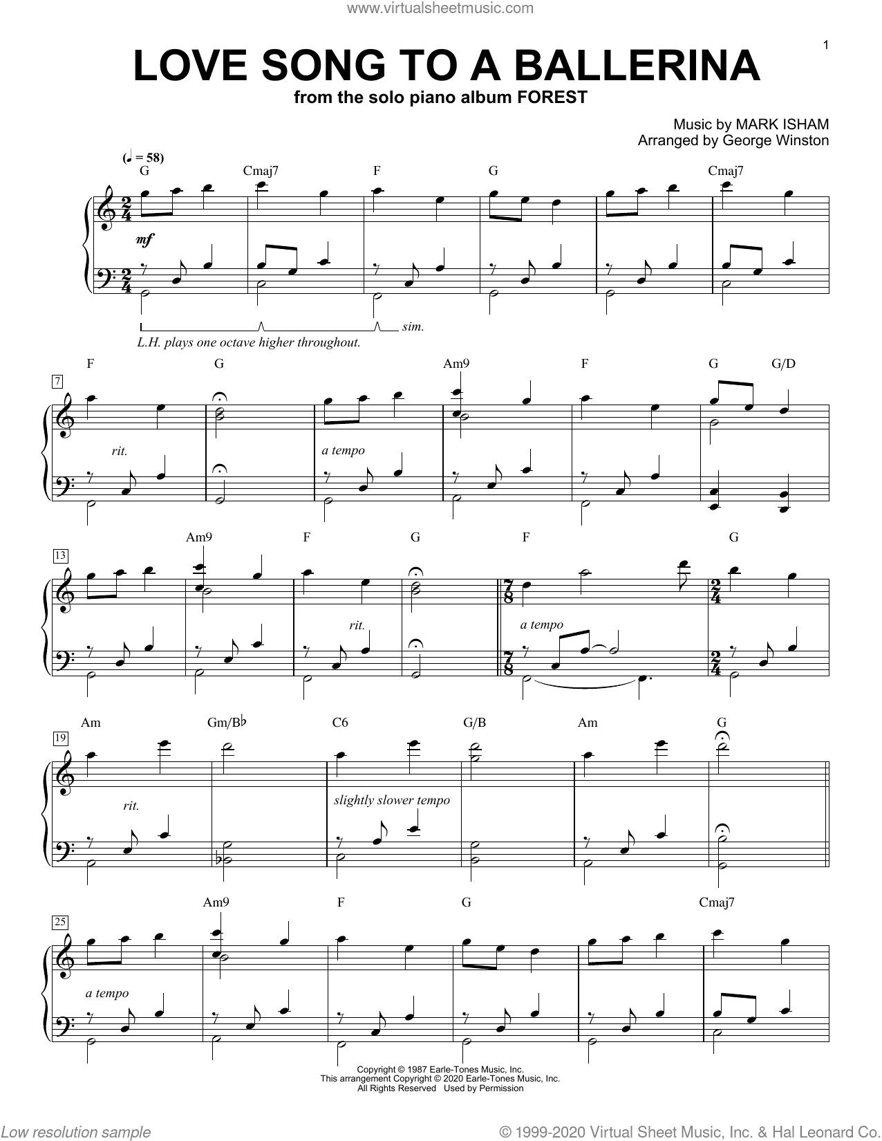 Love Song To A Ballerina, (intermediate)