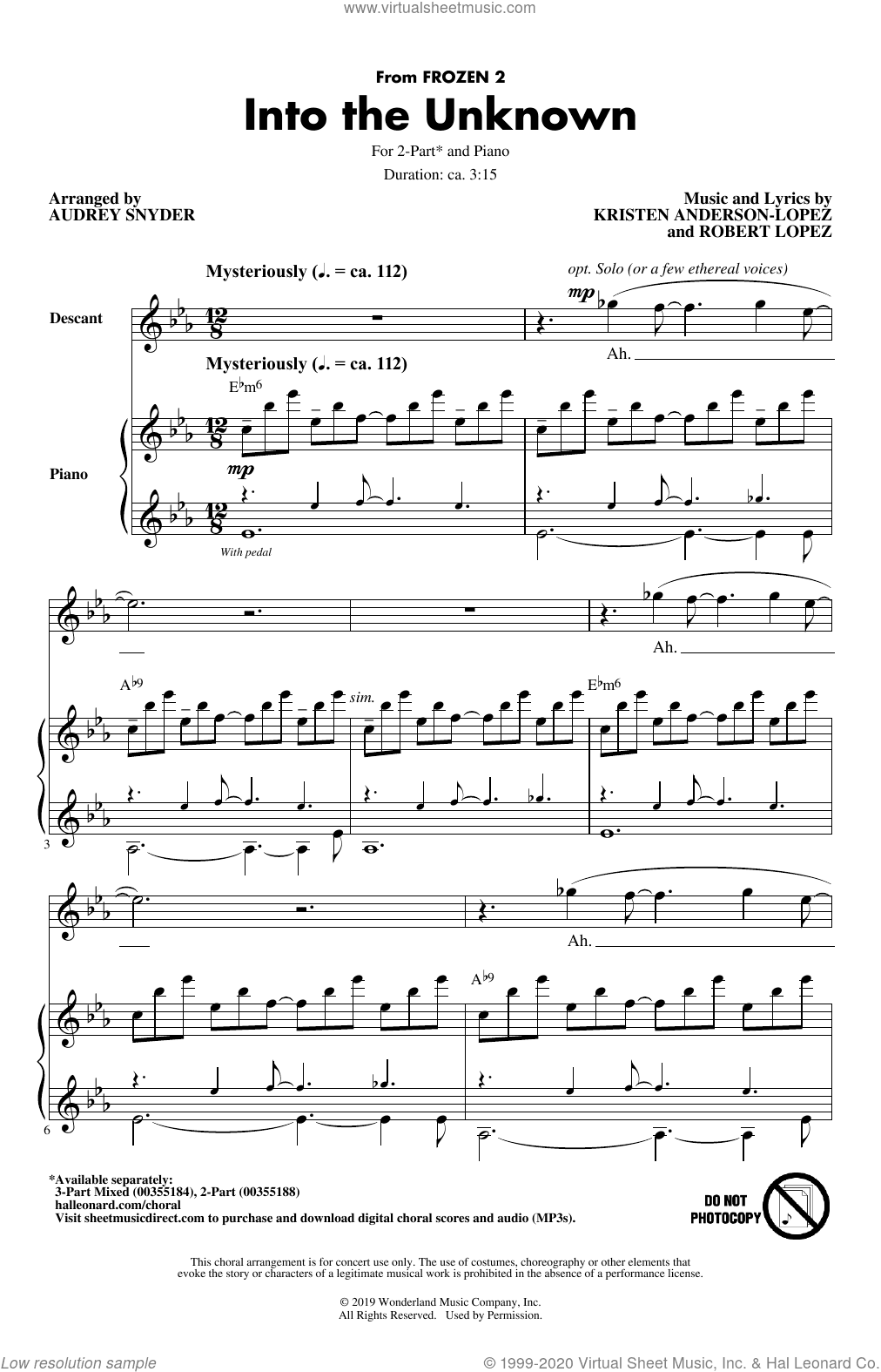 Into The Unknown (from Frozen 2) (arr. Audrey Snyder)