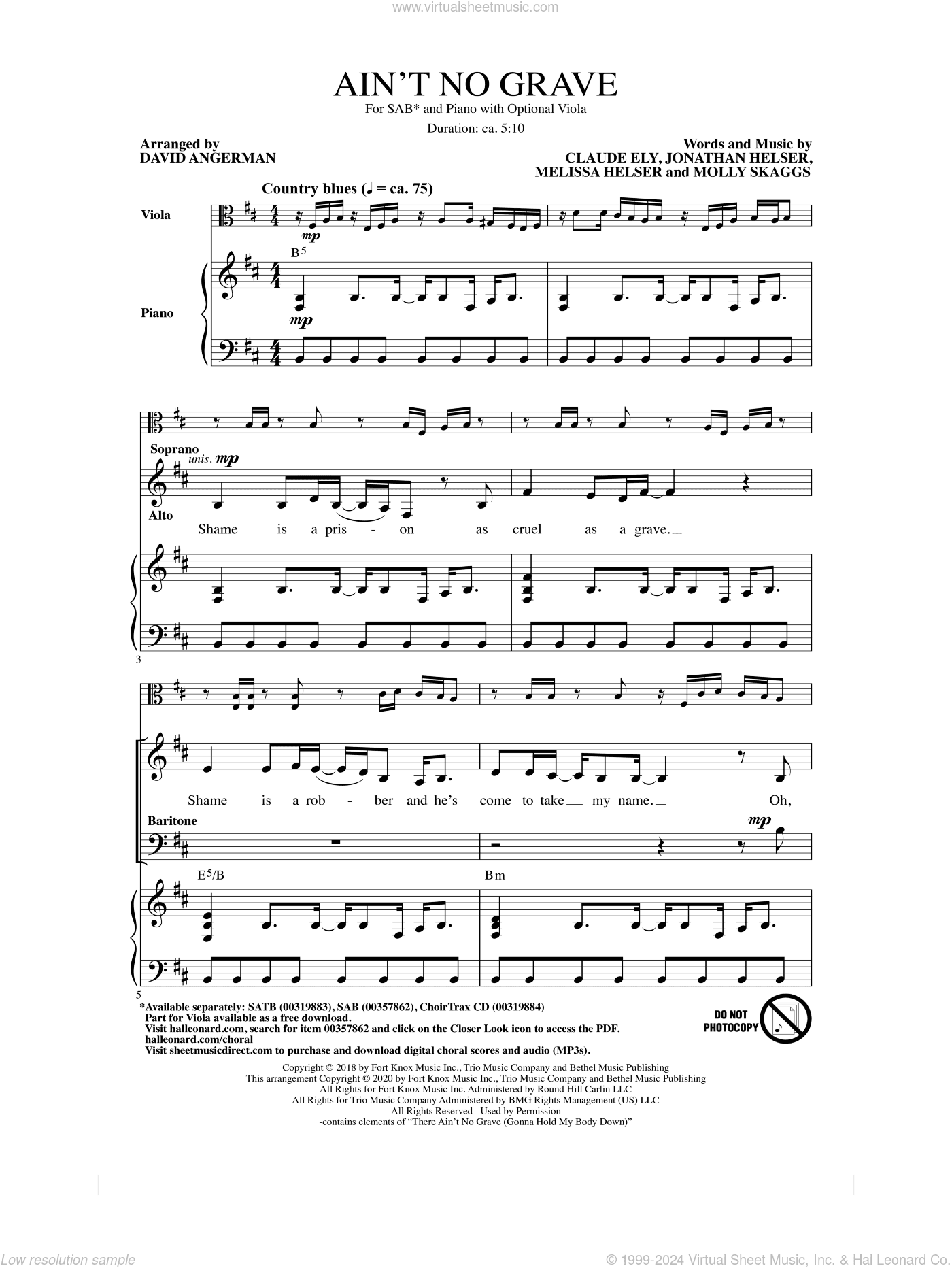Ain't No Grave (arr. David Angerman)