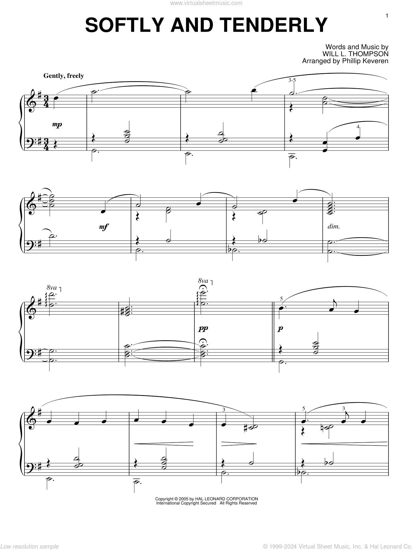 Softly And Tenderly [Jazz version] (arr. Phillip Keveren)