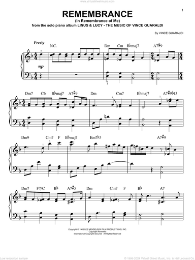 Remembrance (In Remembrance Of Me), (easy)