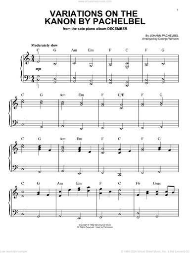Variations On The Kanon By Pachelbel, (easy)