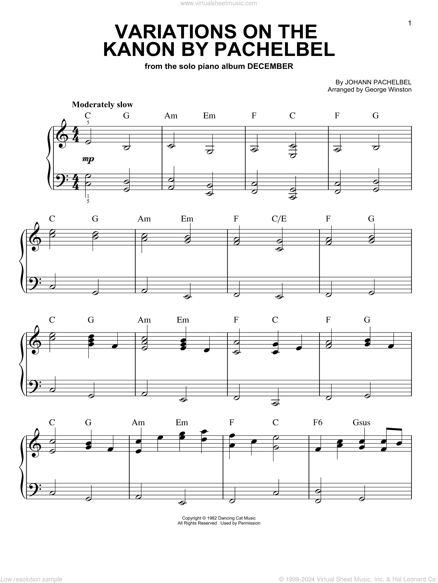 Variations On The Kanon By Pachelbel, (easy)