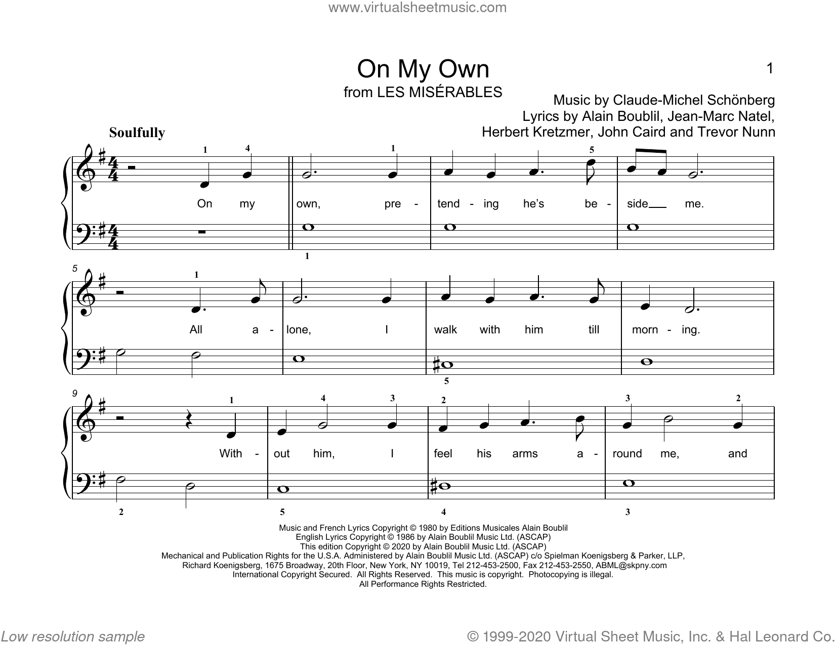 On My Own (from Les Miserables) (arr. Christopher Hussey)