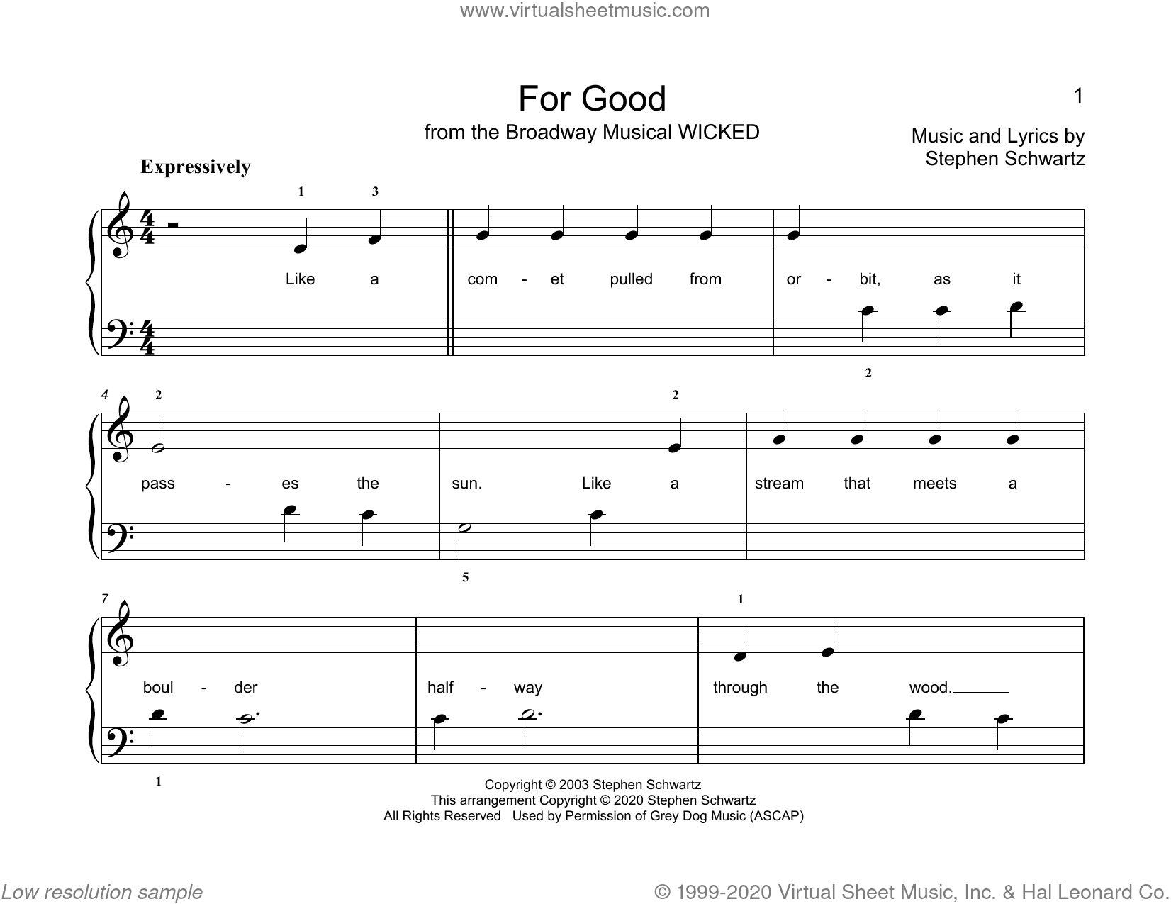 For Good (from Wicked) (arr. Christopher Hussey)