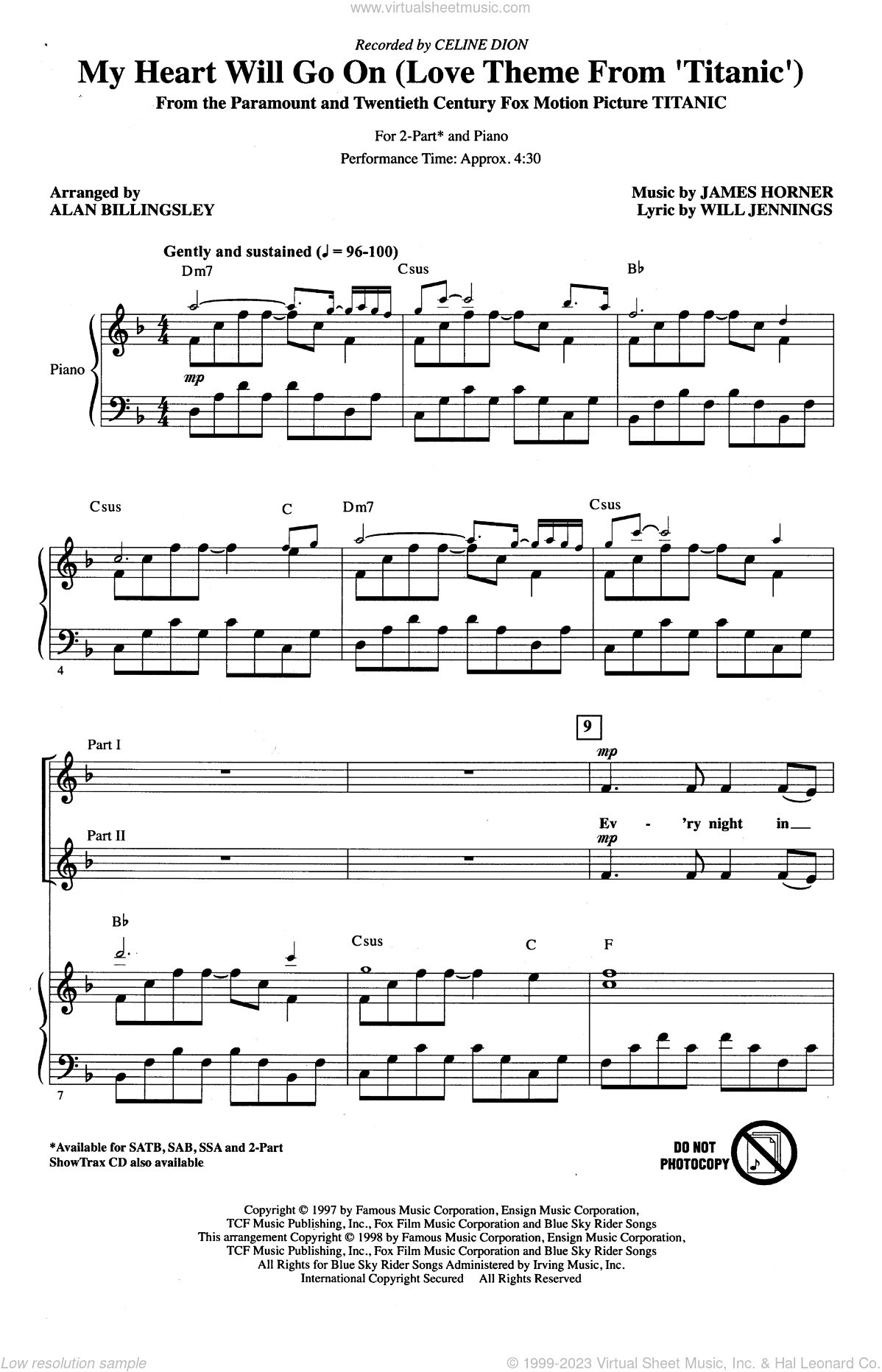 My Heart Will Go On (Love Theme From 'Titanic') (arr. Alan Billingsley)