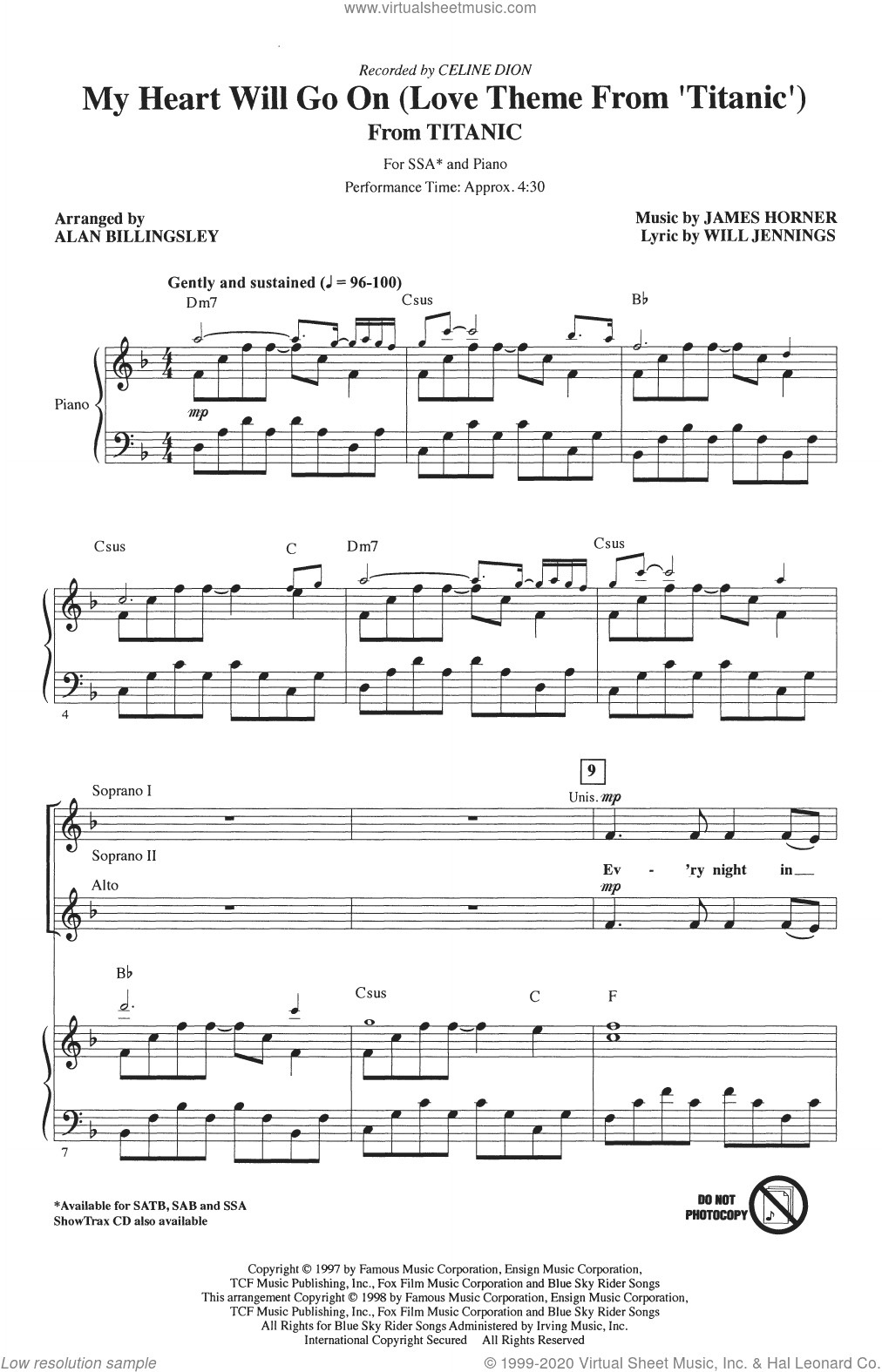 My Heart Will Go On (Love Theme From 'Titanic') (arr. Alan Billingsley)