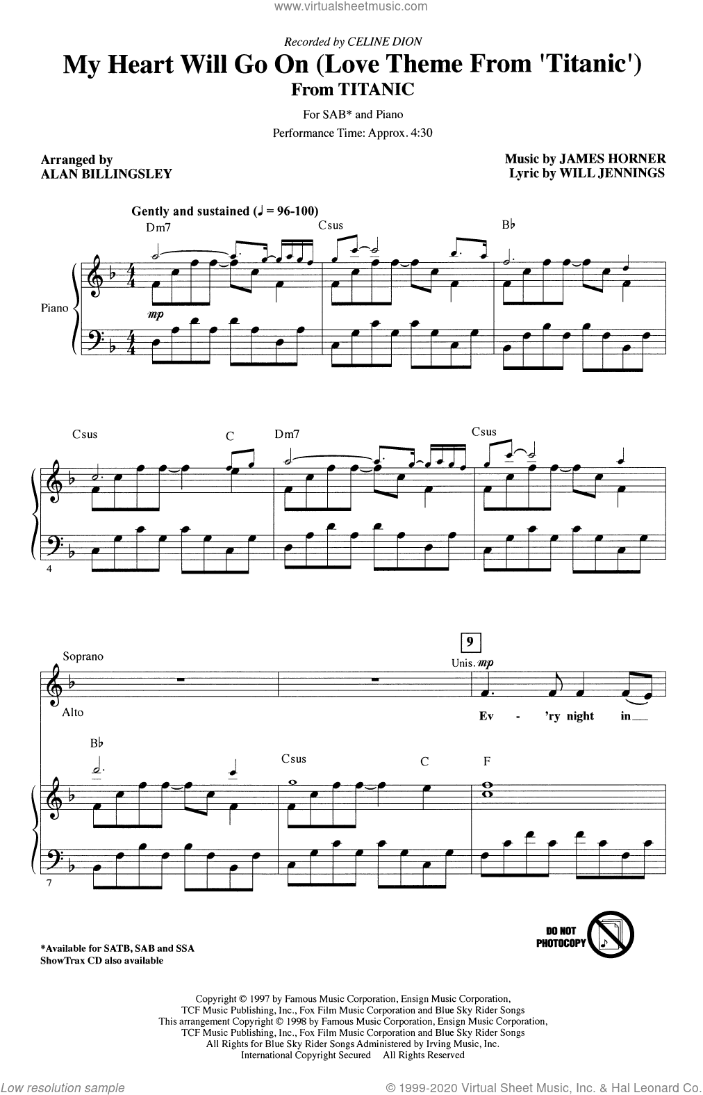 My Heart Will Go On (Love Theme From 'Titanic') (arr. Alan Billingsley)