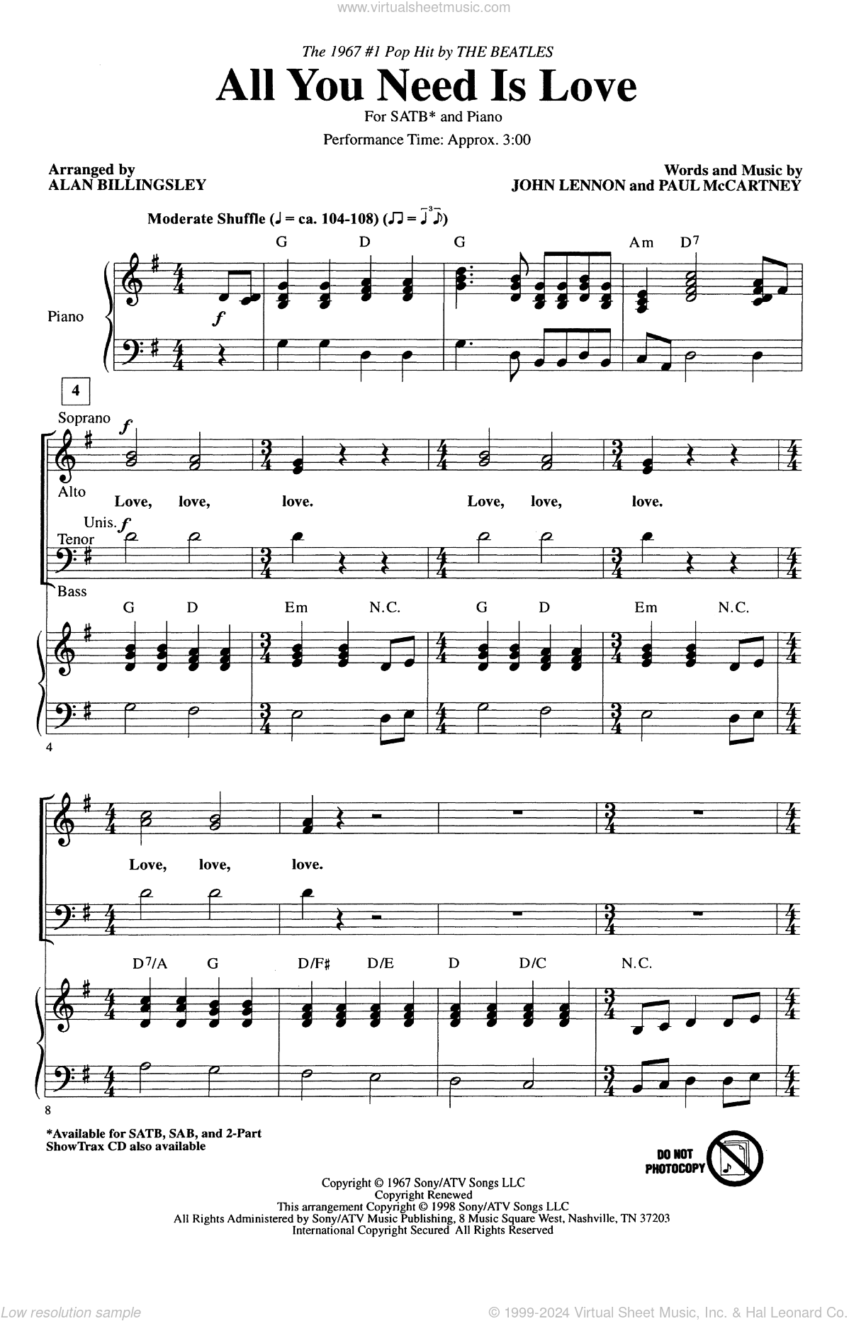 All You Need Is Love (arr. Alan Billingsley)