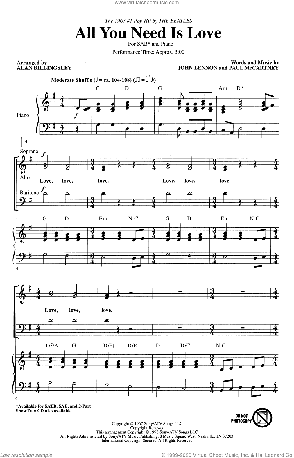 All You Need Is Love (arr. Alan Billingsley)