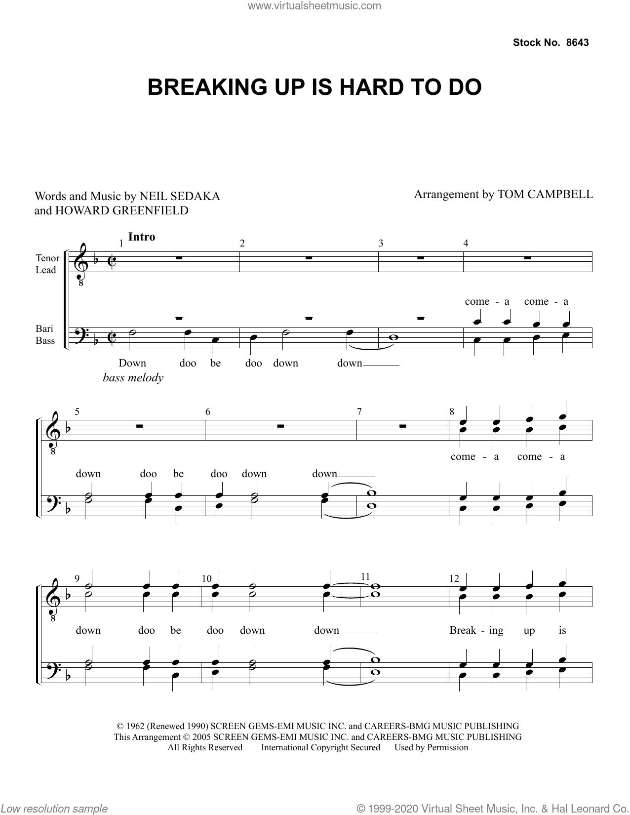 Breaking Up Is Hard To Do (arr. Tom Campbell)