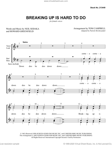 Breaking Up Is Hard To Do (arr. Tom Campbell)