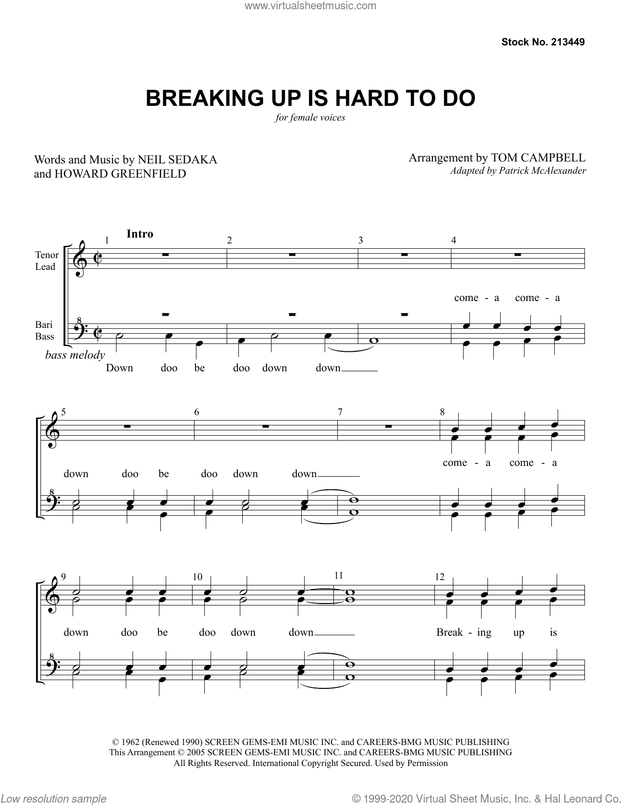 Breaking Up Is Hard To Do (arr. Tom Campbell)