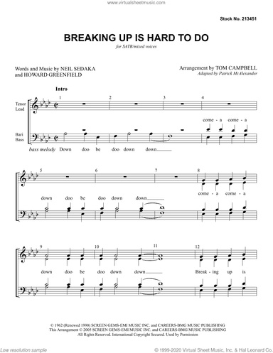 Breaking Up Is Hard To Do (arr. Tom Campbell)