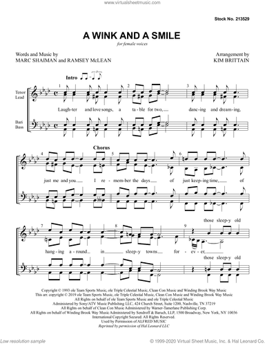 A Wink And A Smile (arr. Kim Brittain)