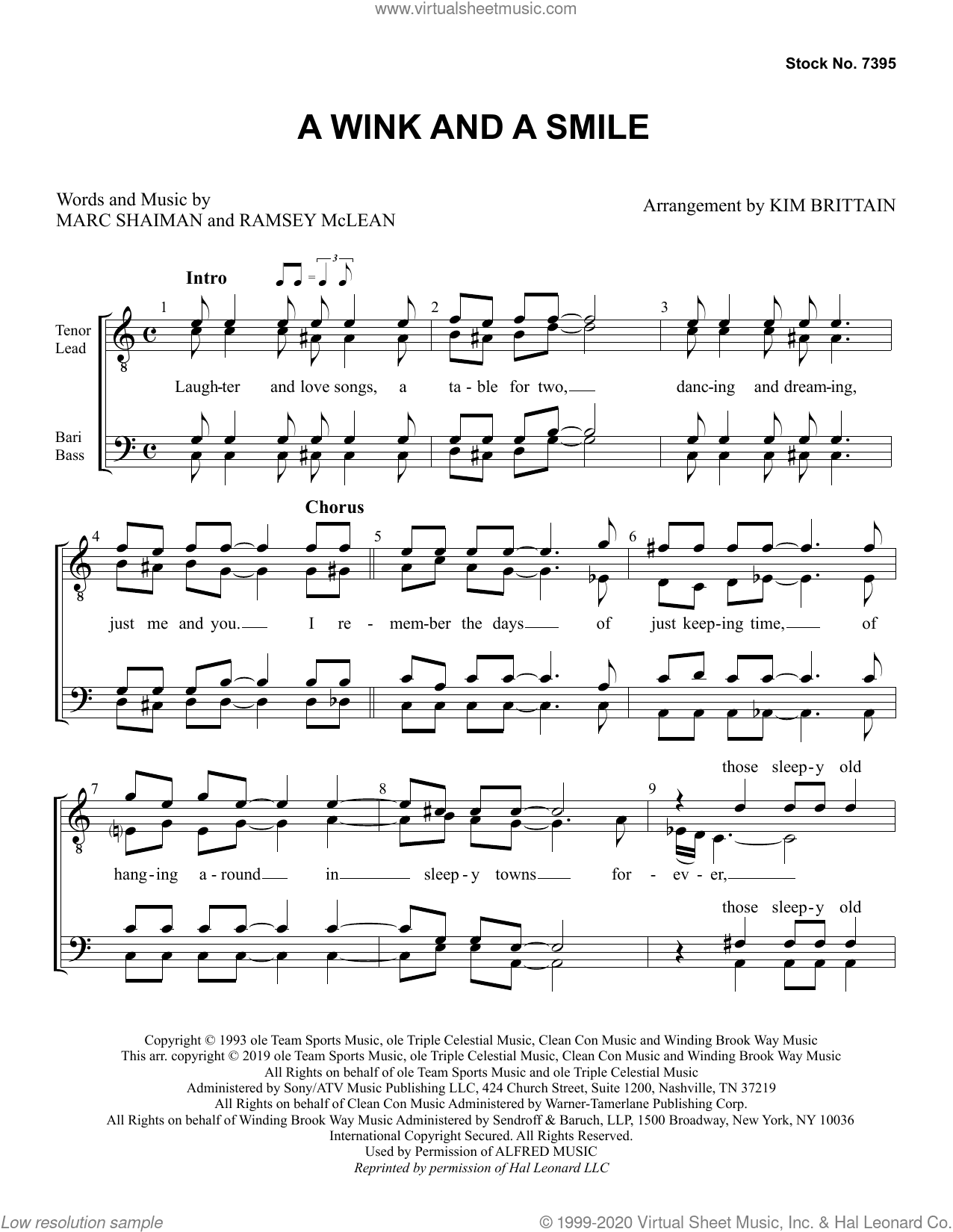A Wink And A Smile (arr. Kim Brittain)
