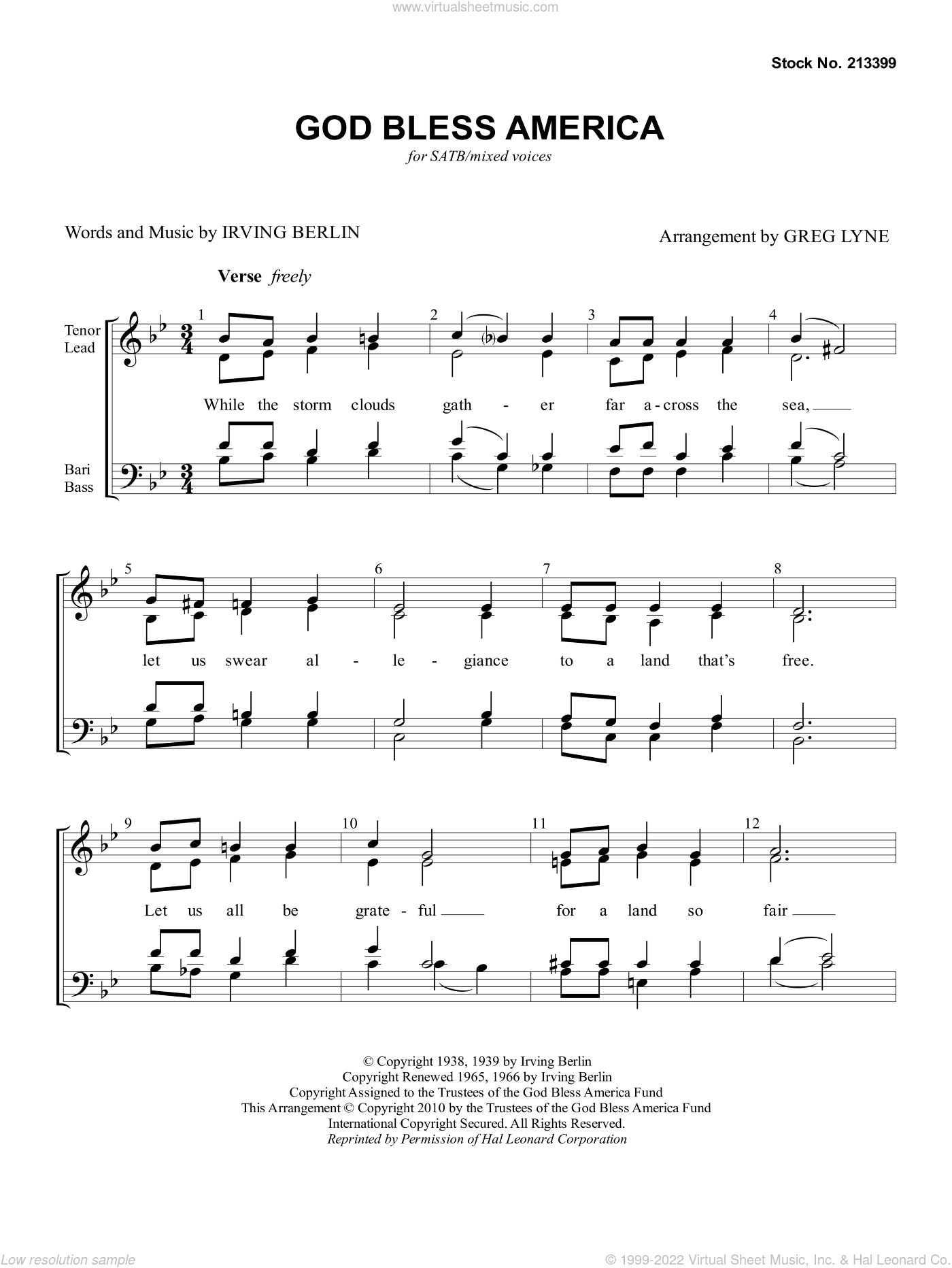 God Bless America (arr. Greg Lyne)