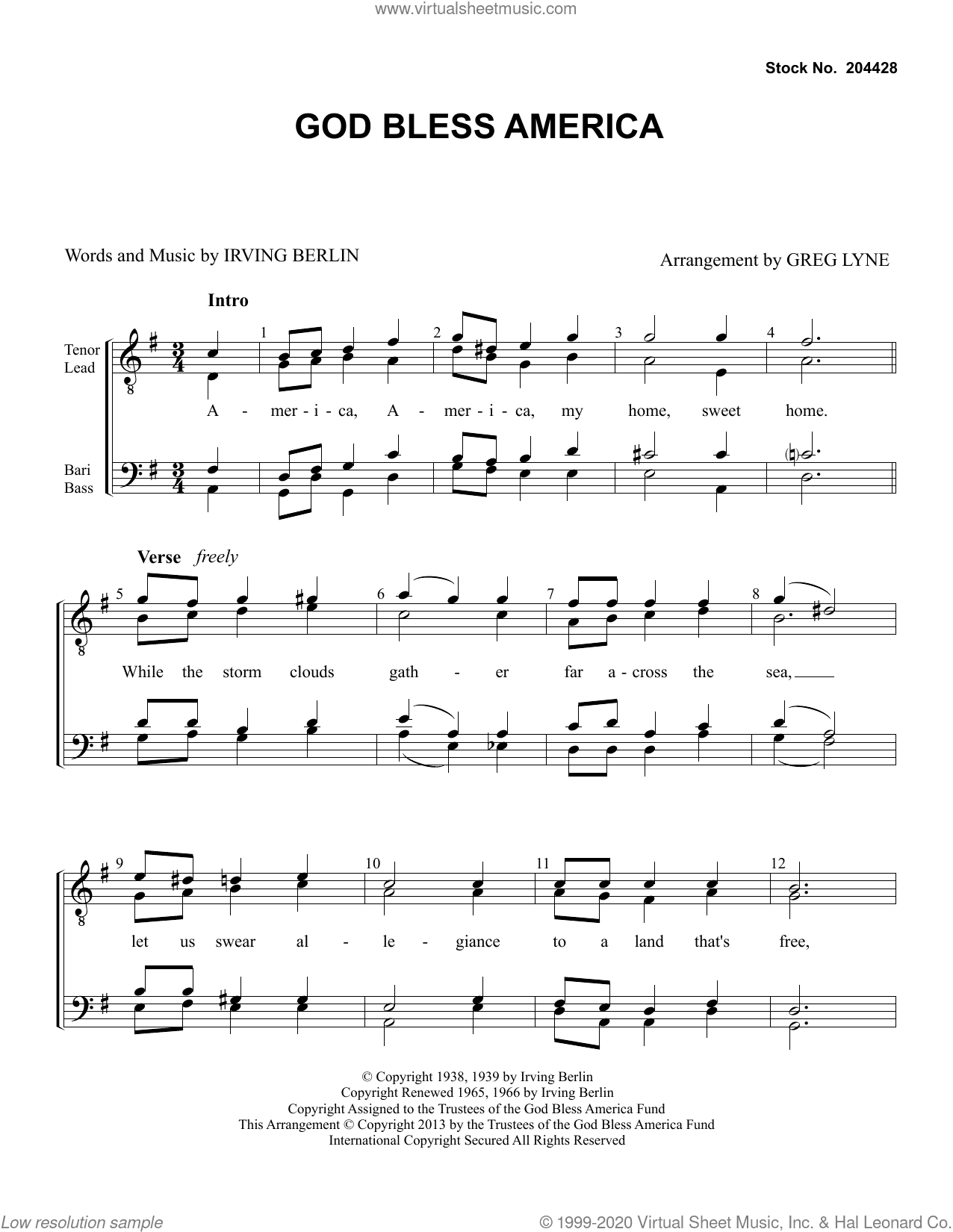 God Bless America (arr. Greg Lyne)