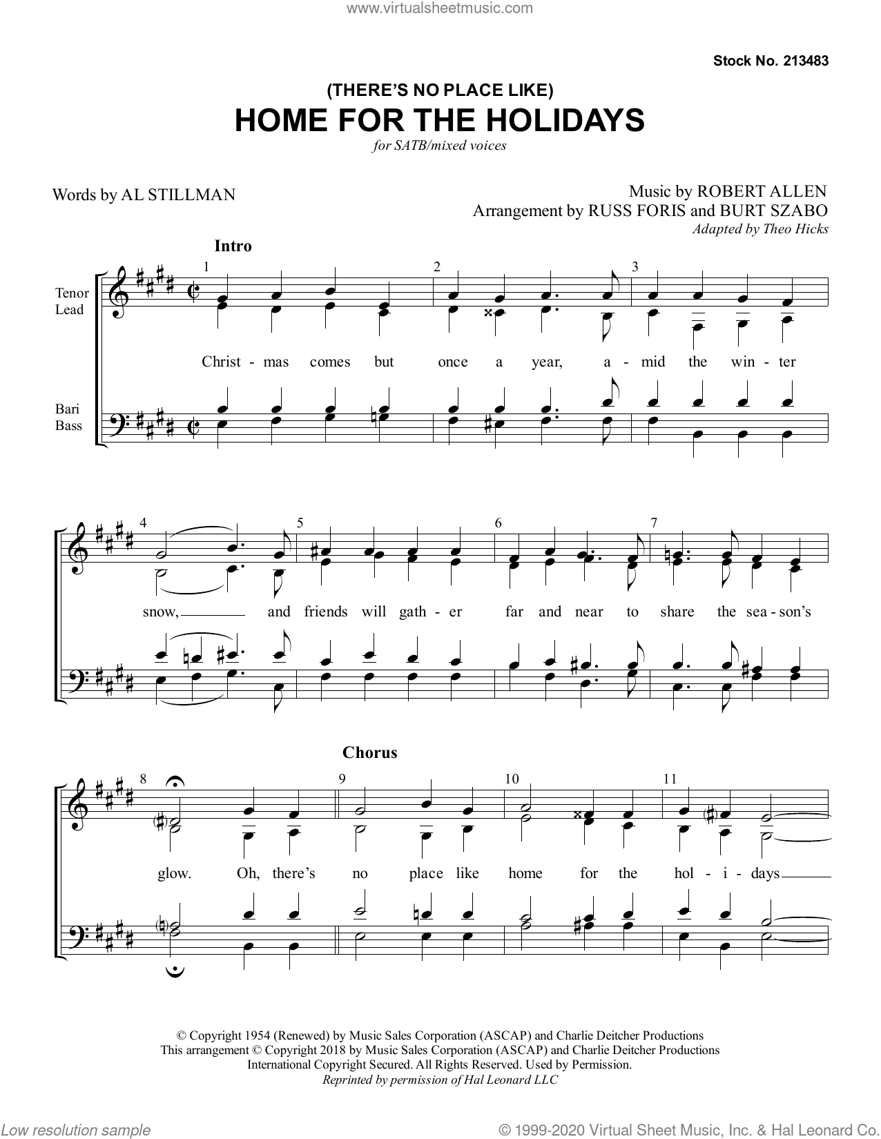 (There's No Place Like) Home for the Holidays (arr. Russ Foris and Burt Szabo)