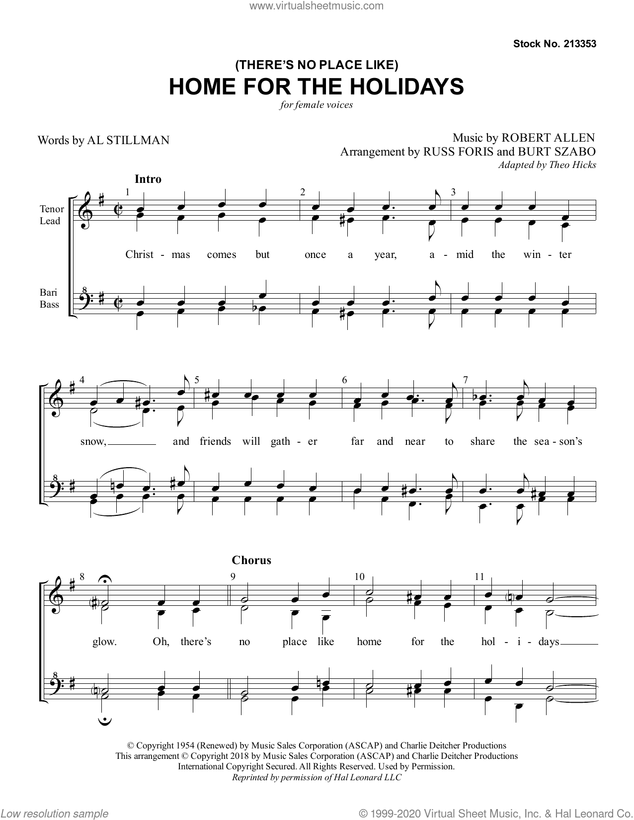 (There's No Place Like) Home for the Holidays (arr. Russ Foris and Burt Szabo)
