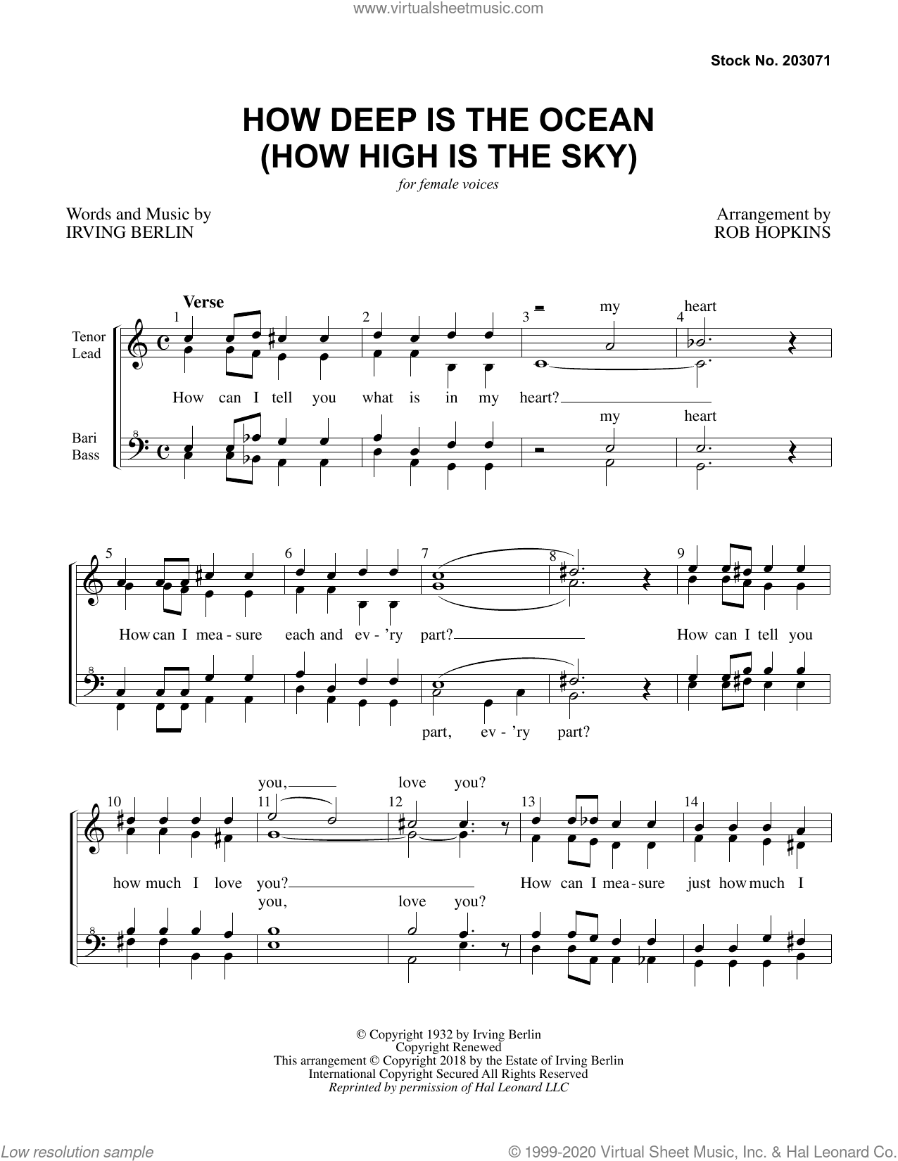 How Deep Is The Ocean (How High Is the Sky) (arr. Rob Hopkins)