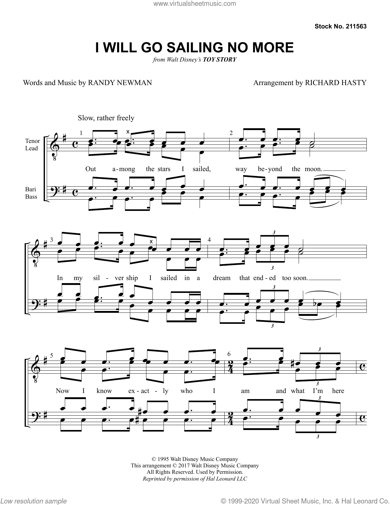 I Will Go Sailing No More (arr. Richard Hasty)