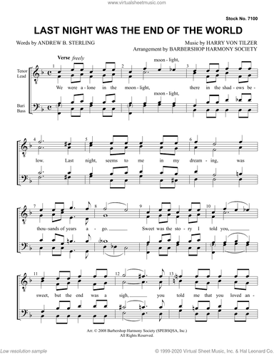 Last Night Was The End Of The World (arr. Barbershop Harmony Society)
