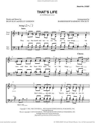 That's Life (arr. Barbershop Harmony Society)