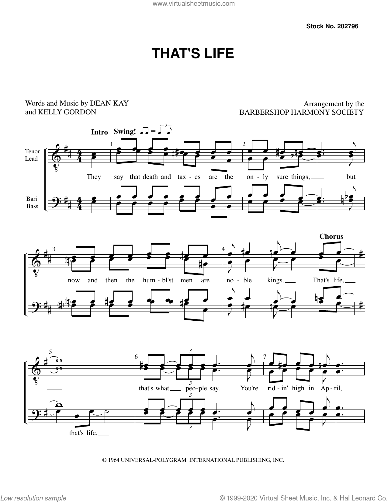That's Life (arr. Barbershop Harmony Society)