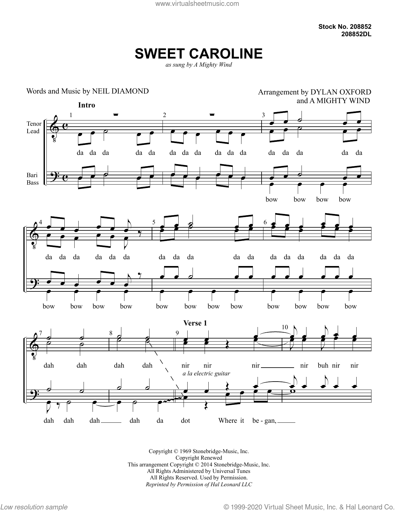 Sweet Caroline (arr. Dylan Oxford and A Mighty Wind)