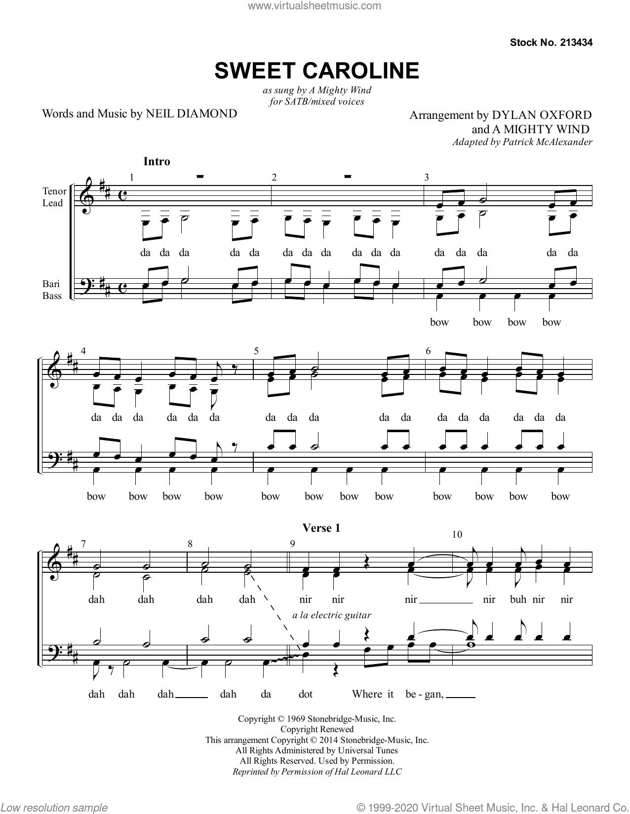 Sweet Caroline (arr. Dylan Oxford and A Mighty Wind)