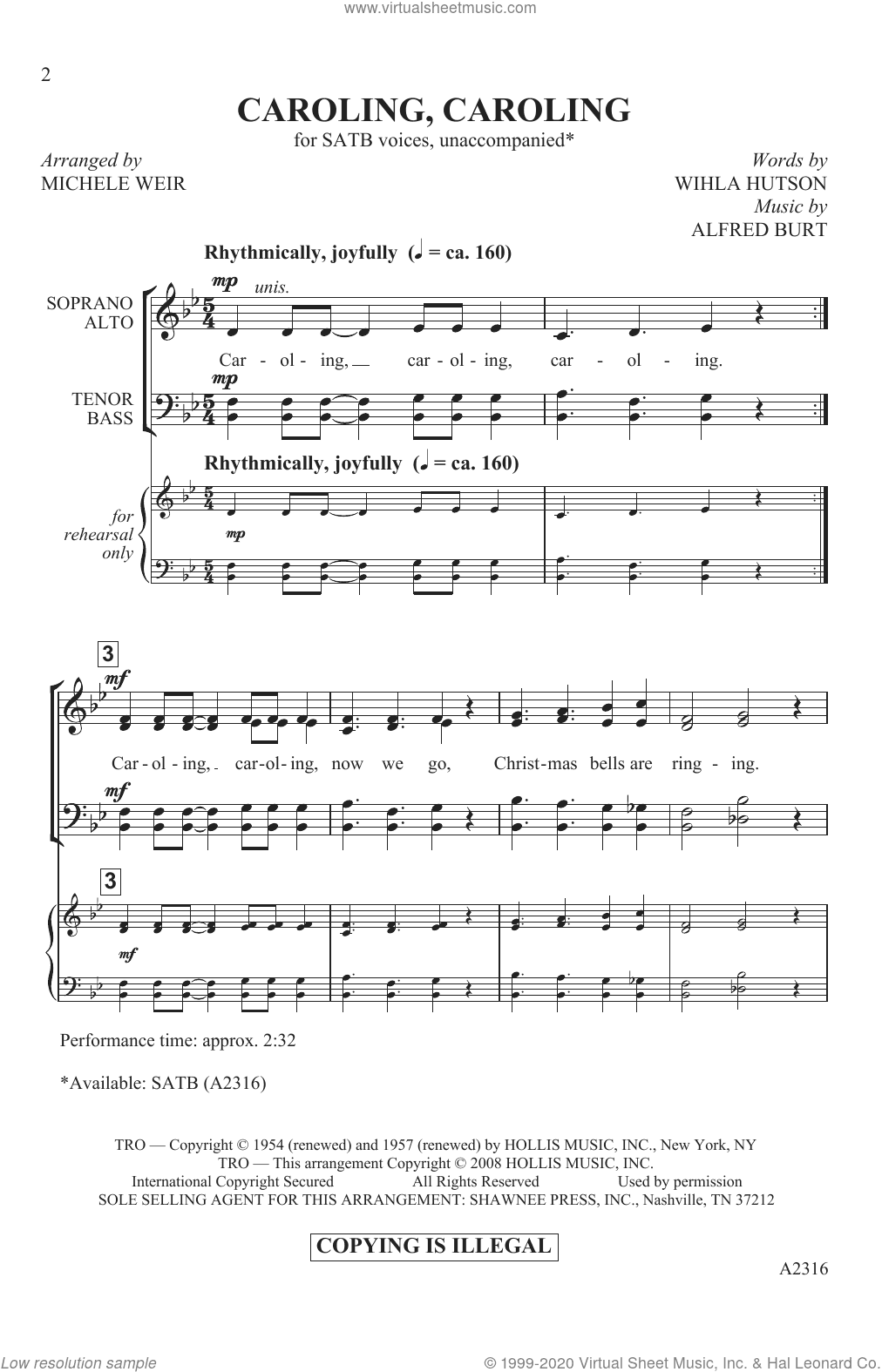 Caroling, Caroling (arr. Michele Weir)