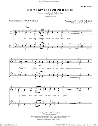 They Say It's Wonderful (from Annie Get Your Gun) (arr. Katie Farrell)
