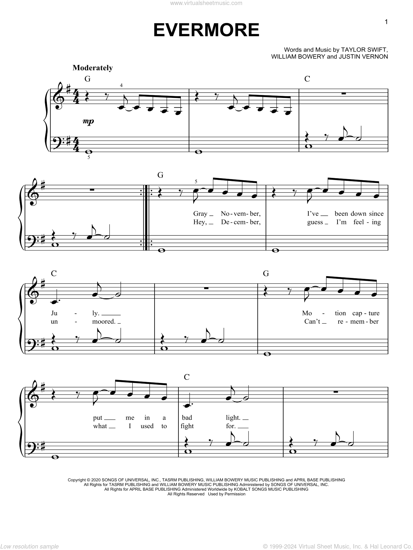 evermore (feat. Bon Iver), (easy)