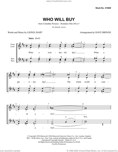 Who Will Buy (from Oliver!) (arr. Dave Briner)