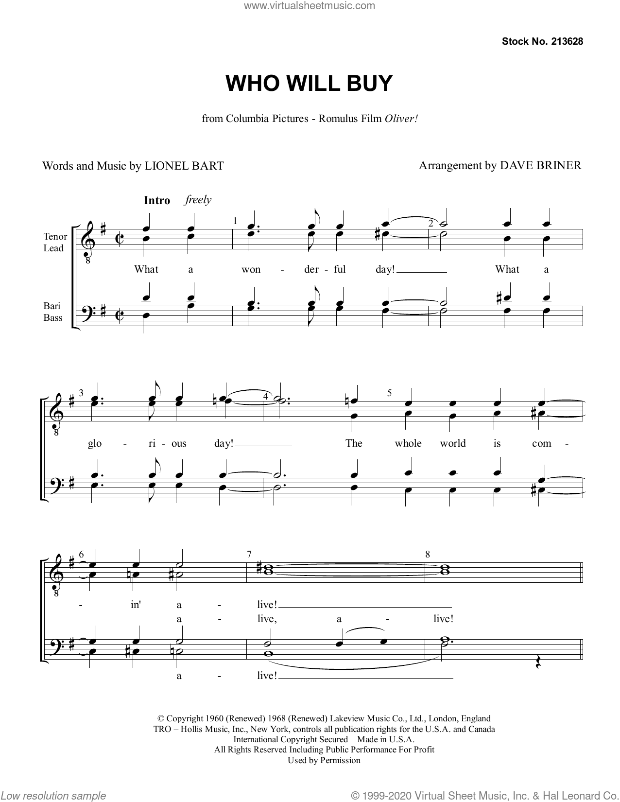 Who Will Buy (from Oliver!) (arr. Dave Briner)