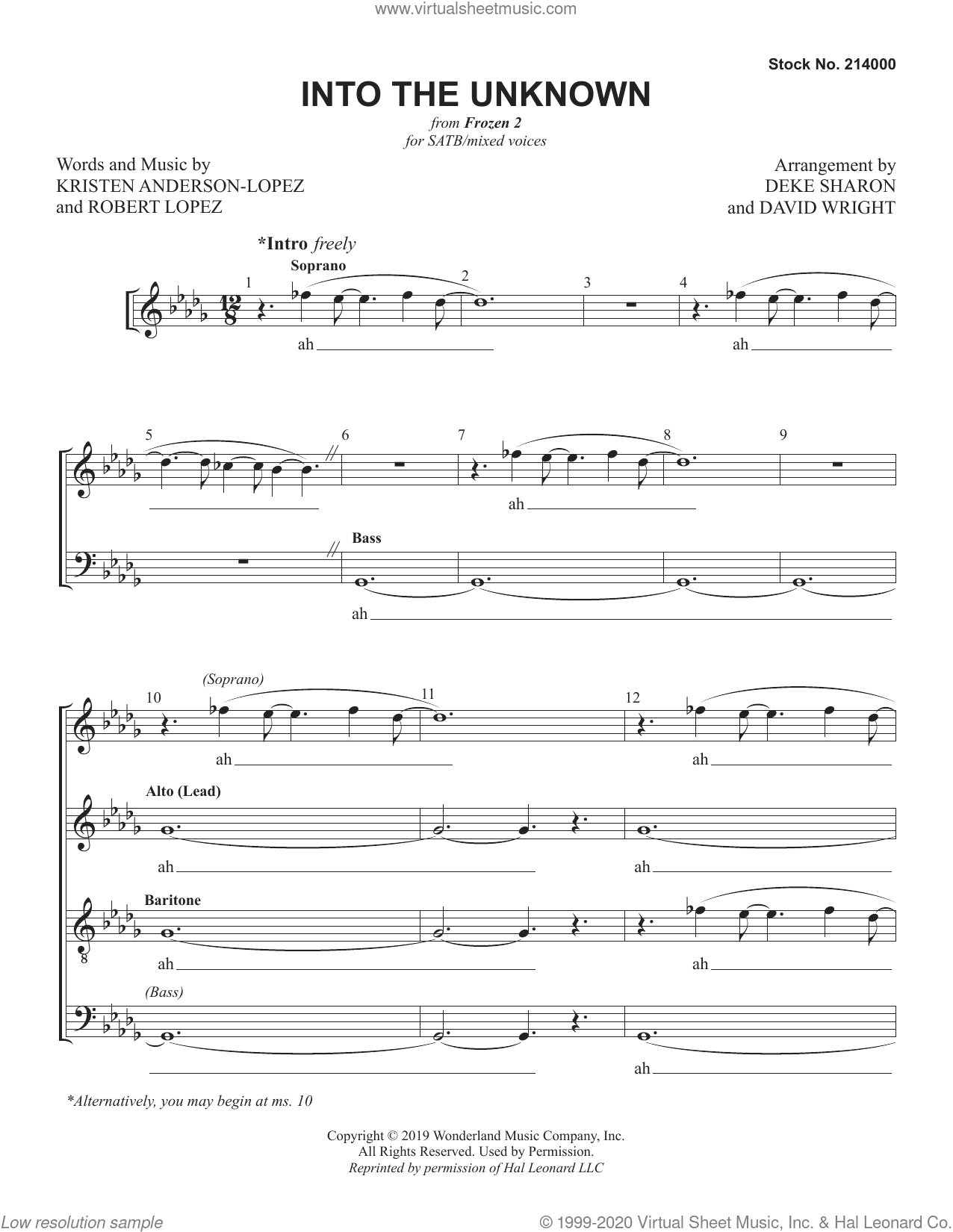 Into the Unknown (from Frozen 2) (arr. Deke Sharon and David Wright)