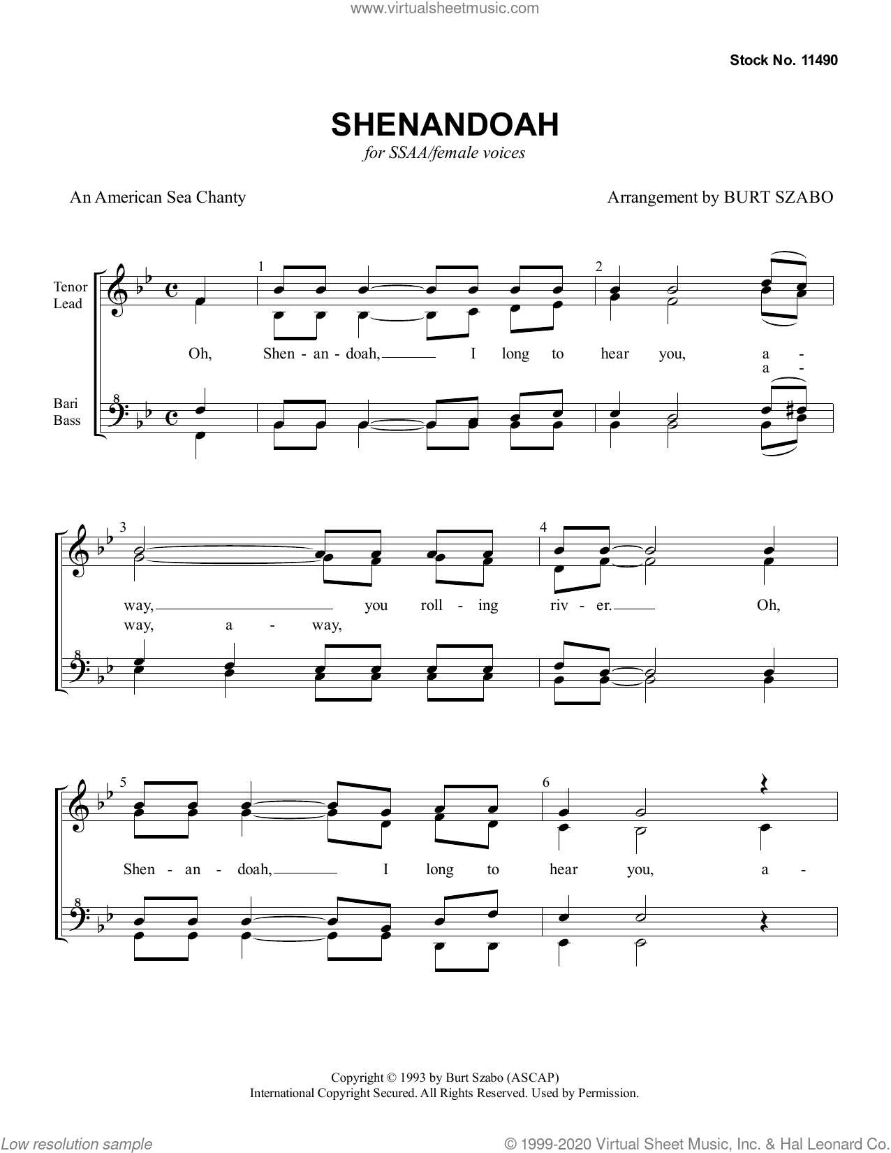 Shenandoah (arr. Burt Szabo)